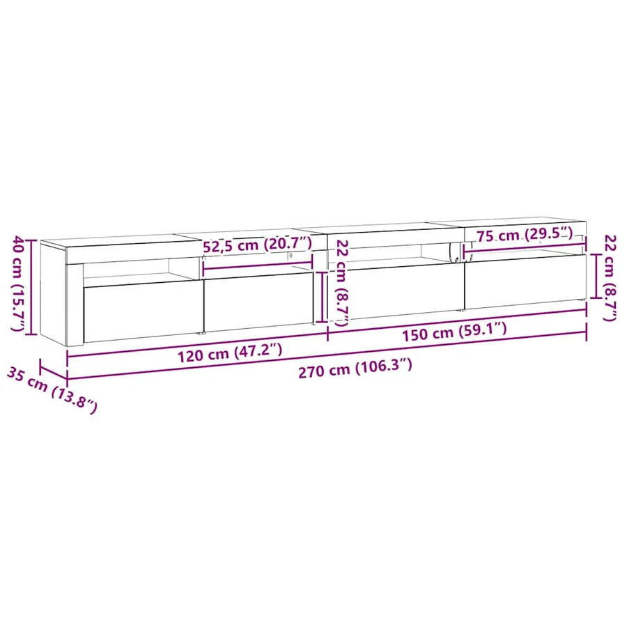 Ensemble meuble TV 3 pcs Chêne noir 270 x 35 x 40 cm - 16