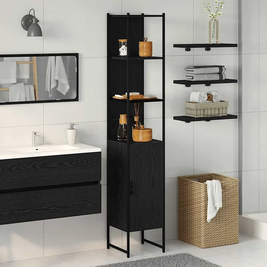 Armoire de salle de bain Chêne noir 33 x 33 x 185,5 cm