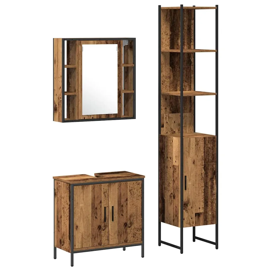 Meubles de salle de bain 3 pcs Marron Bois d'ingénierie - 2