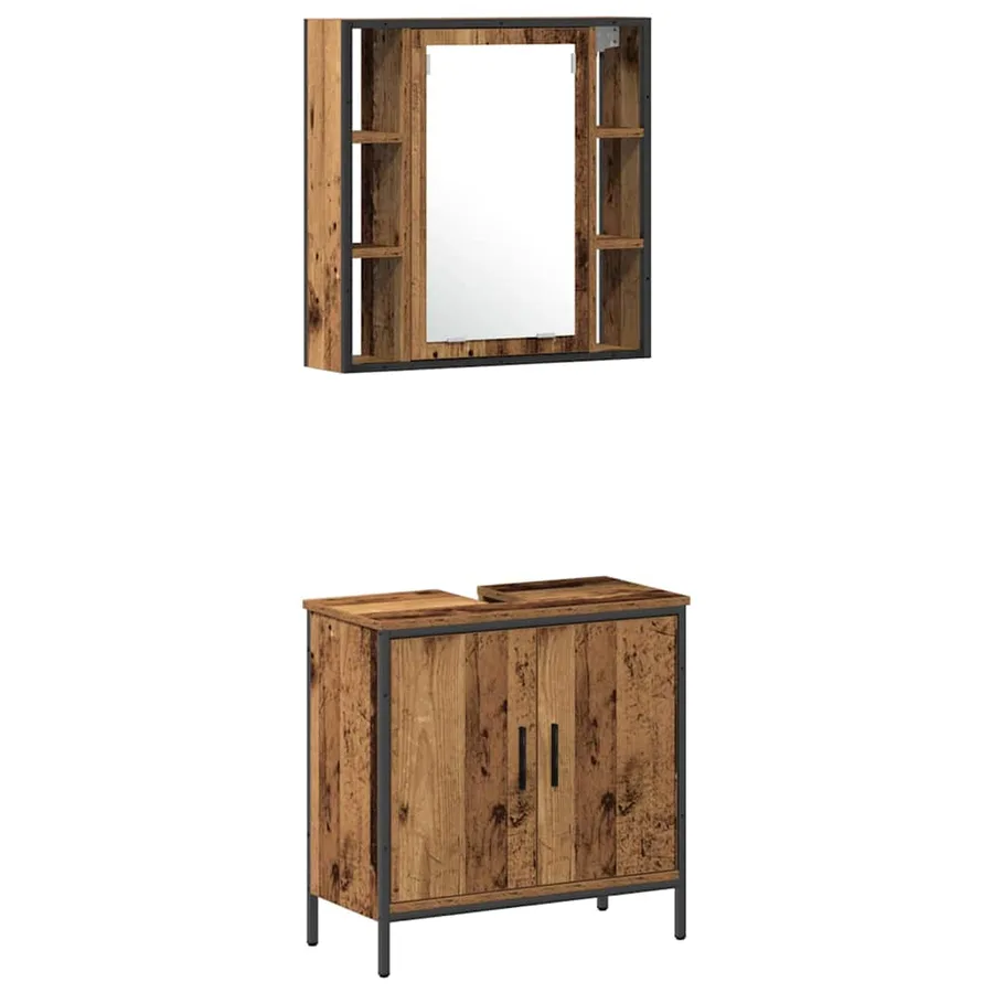 Meubles de salle de bain 3 pcs Marron Bois d'ingénierie - 6