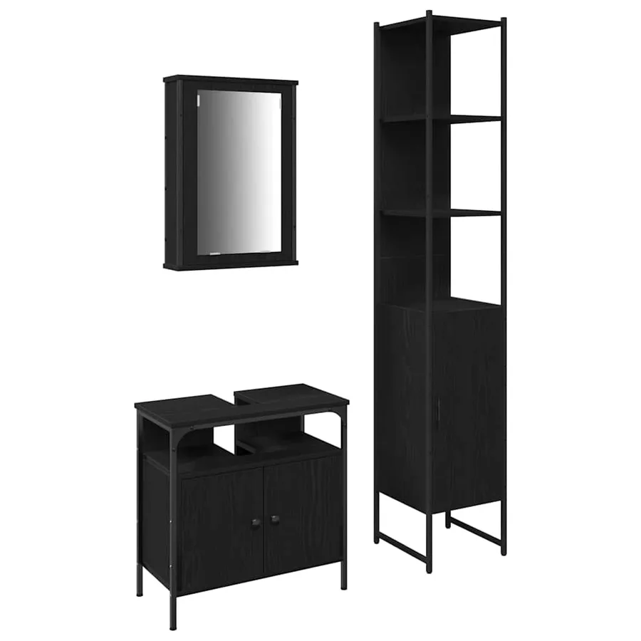 Ensemble de mobilier de salle de bain 3 pcs Chêne noir - 2
