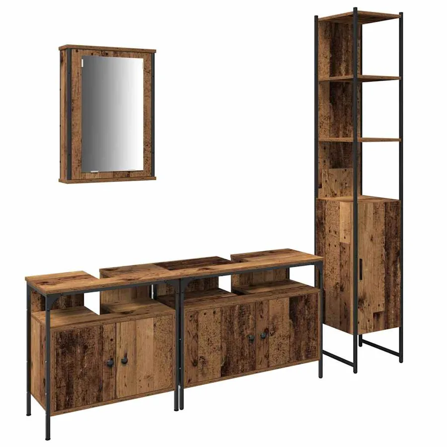 Ensemble de mobilier de salle de bain 4 pcs Bois Ancien - 2