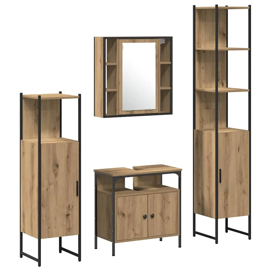 Ensemble de mobilier de salle de bain 4 pc Chêne artisanal - 2