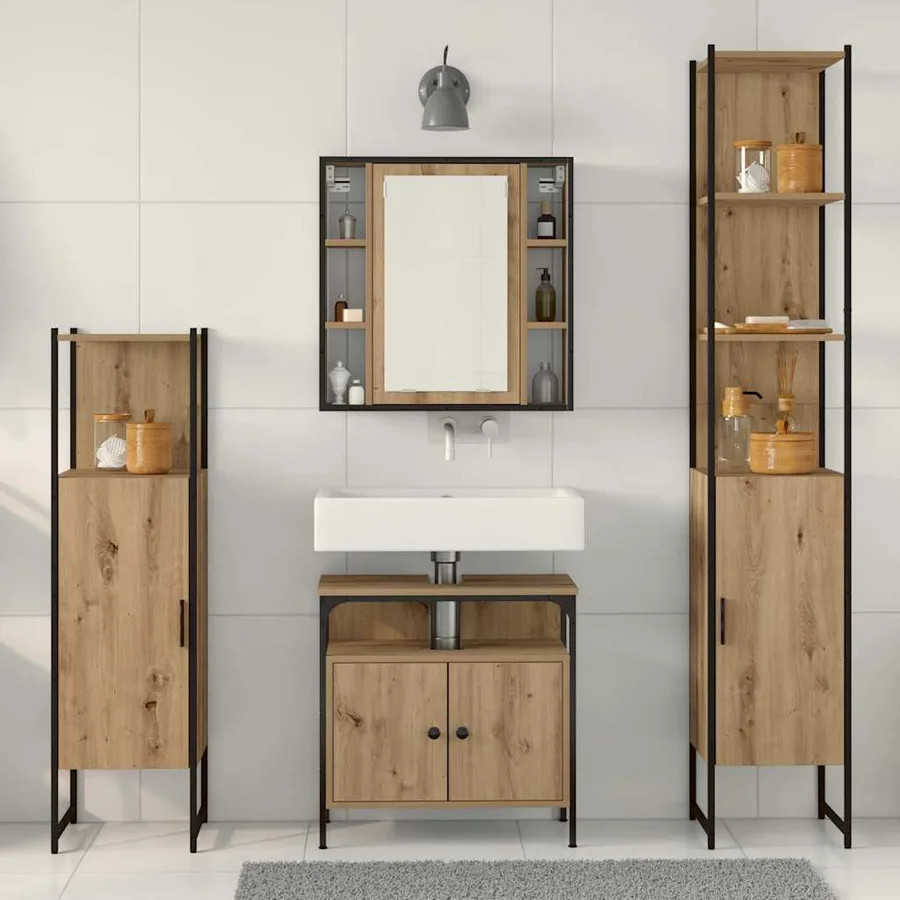 Ensemble de mobilier de salle de bain 4 pc Chêne artisanal - 4