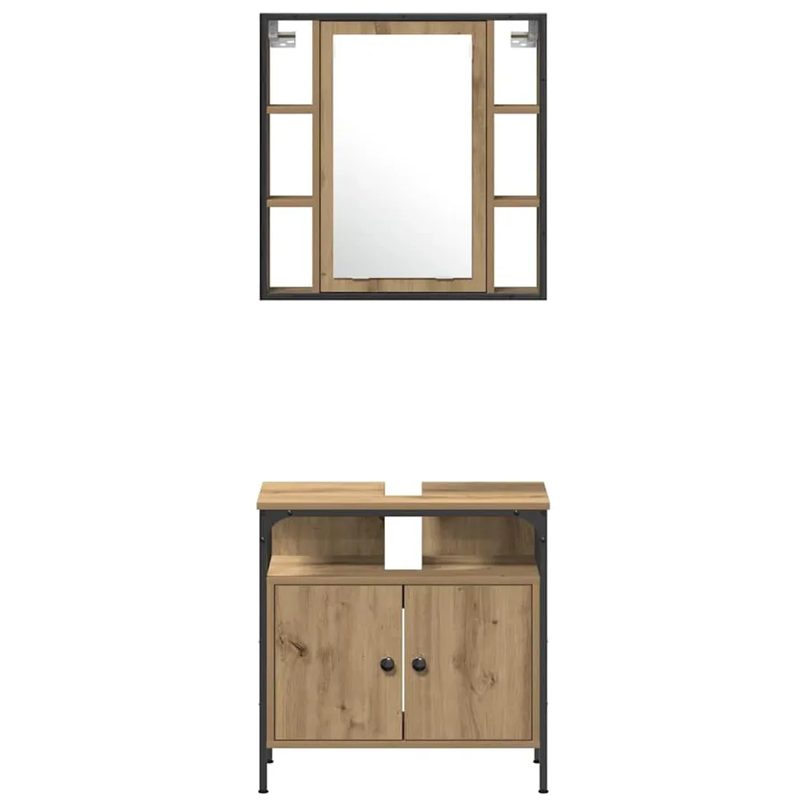 Ensemble de mobilier de salle de bain 4 pc Chêne artisanal - 9