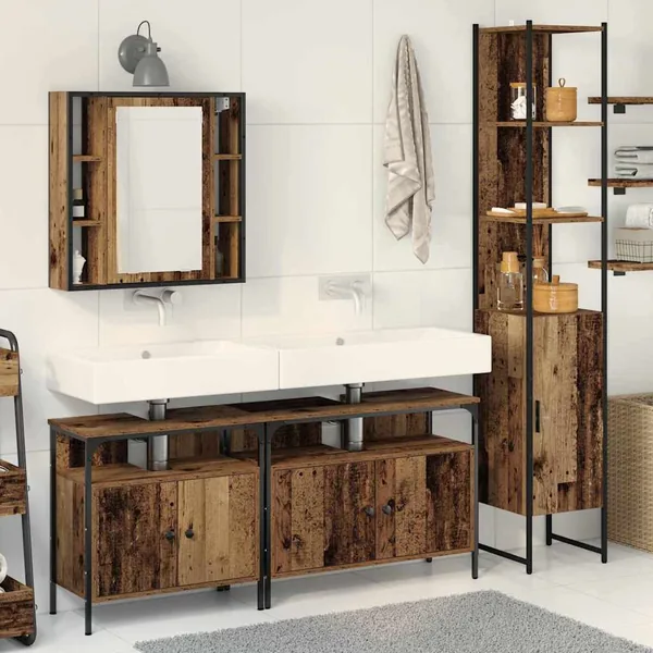 Ensemble de mobilier de salle de bain 4 pcs Bois Ancien