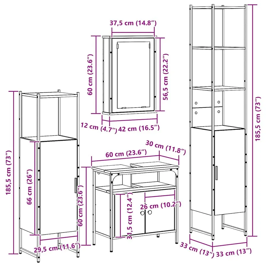 Ensemble de mobilier de salle de bain 4 pcs Bois ancien - 16