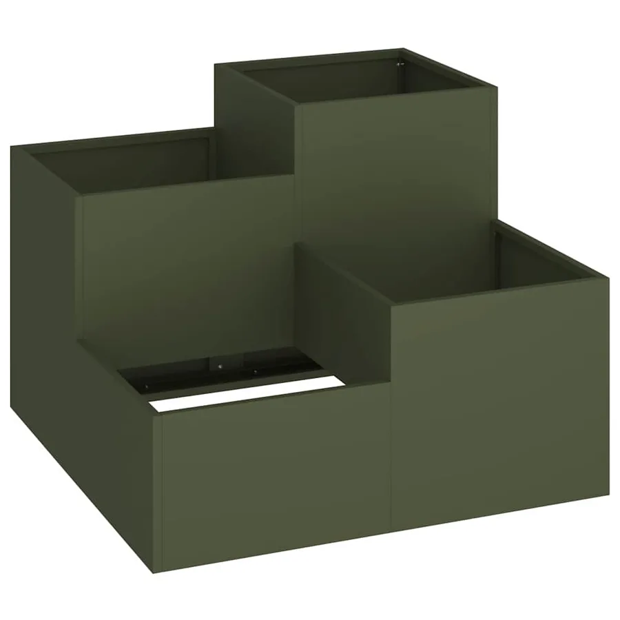 Cache-pot de jardin Vert olive 80 x 80 x 60 cm Acier - 2