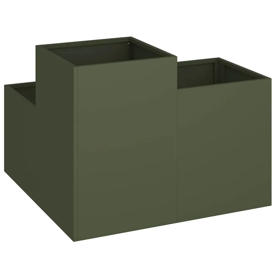 Cache-pot de jardin Vert olive 80 x 80 x 60 cm Acier - 5