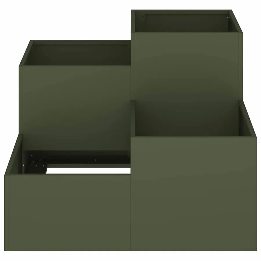Cache-pot de jardin Vert olive 80 x 80 x 60 cm Acier - 6