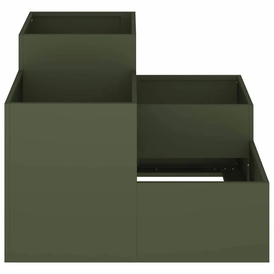 Cache-pot de jardin Vert olive 80 x 80 x 60 cm Acier - 7