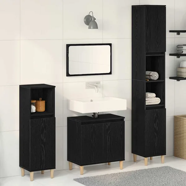 Ensemble de mobilier de salle de bain 3 pcs Chêne noir