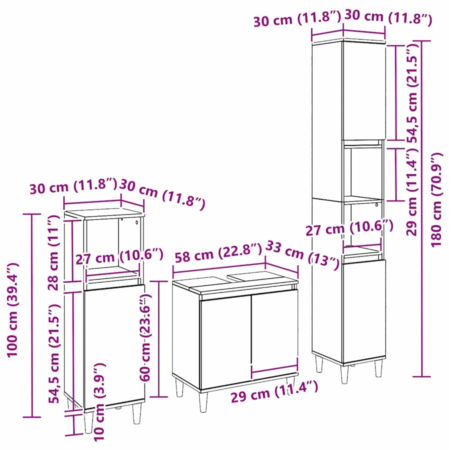 Ensemble de mobilier de salle de bain 3 pcs Chêne noir - 15