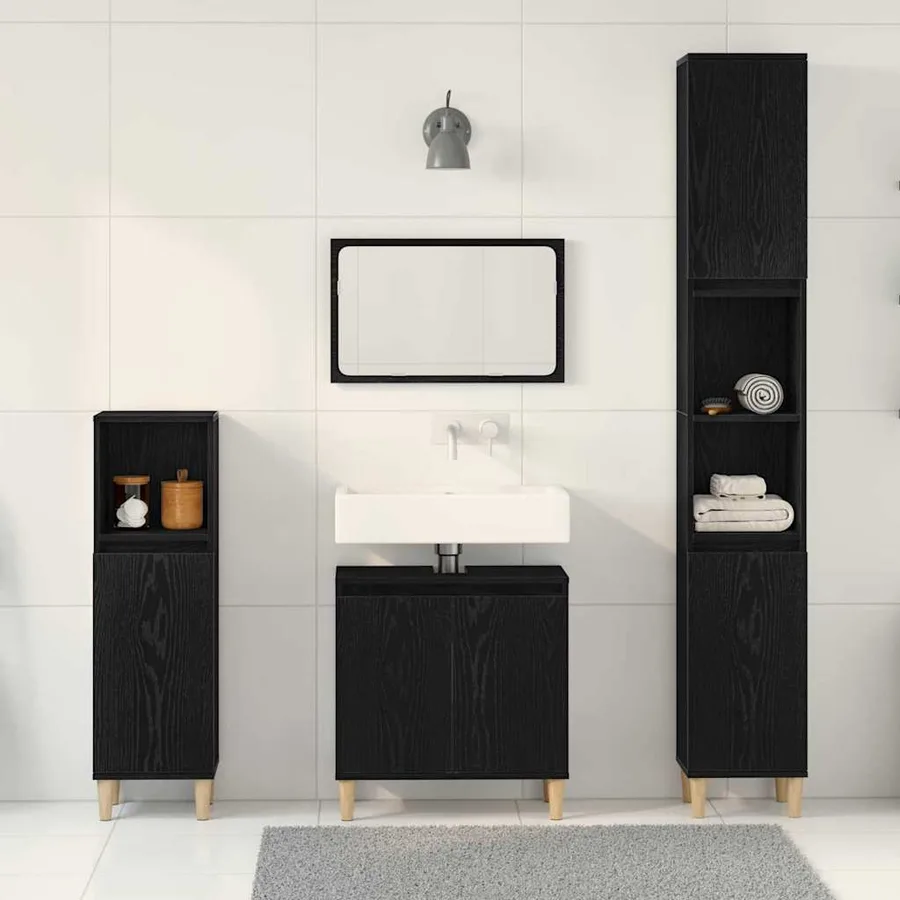 Ensemble de mobilier de salle de bain 3 pcs Chêne noir - 4