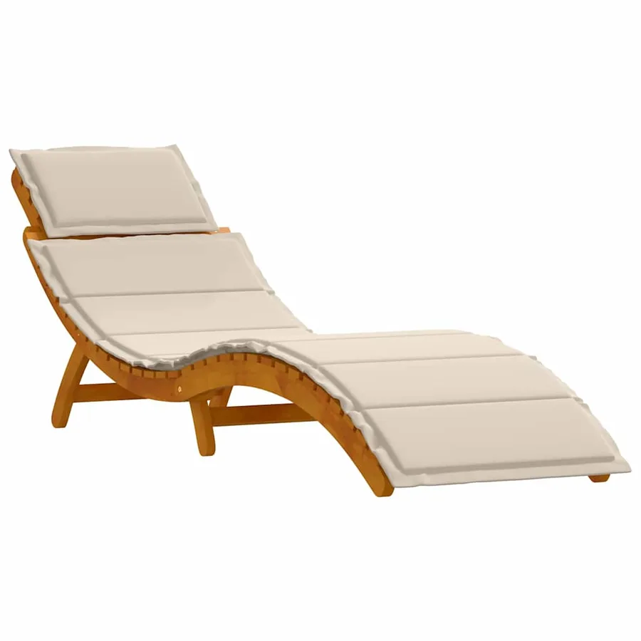 Transat avec coussin 2 pcs Blanc crème Bois d'Acacia Massif - 4