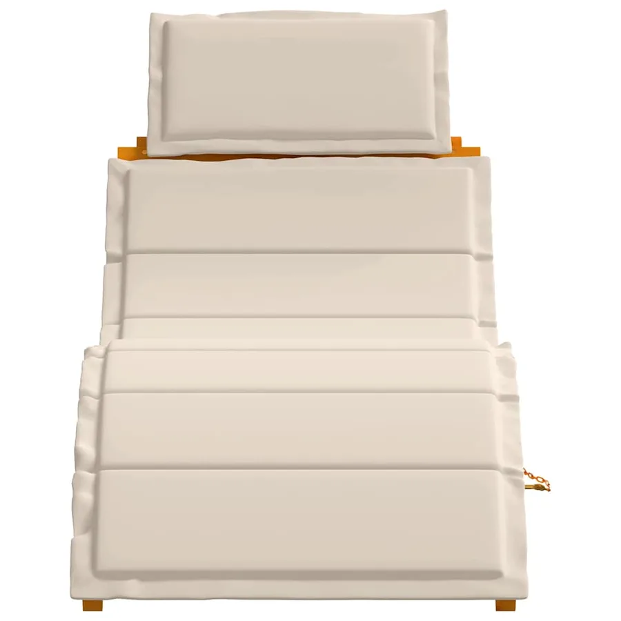 Transat avec coussin 2 pcs Blanc crème Bois d'Acacia Massif - 5