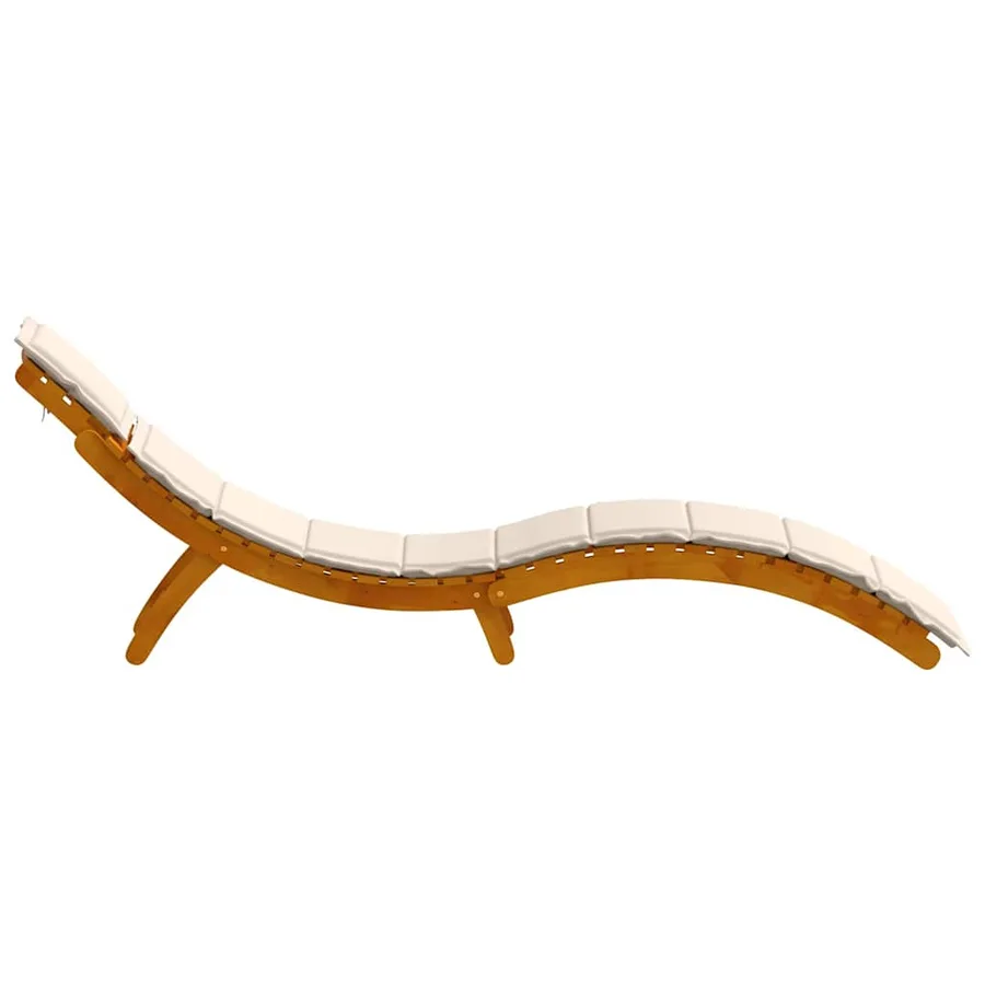 Transat avec coussin 2 pcs Blanc crème Bois d'Acacia Massif - 6