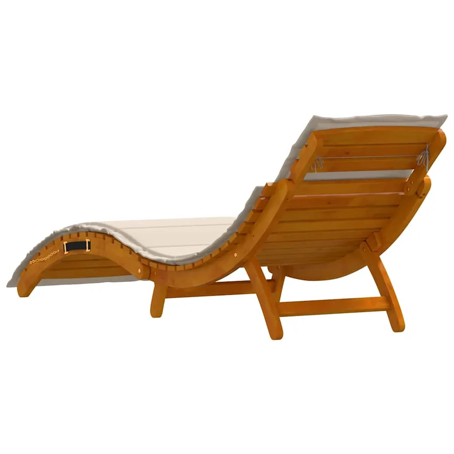 Transat avec coussin 2 pcs Blanc crème Bois d'Acacia Massif - 7