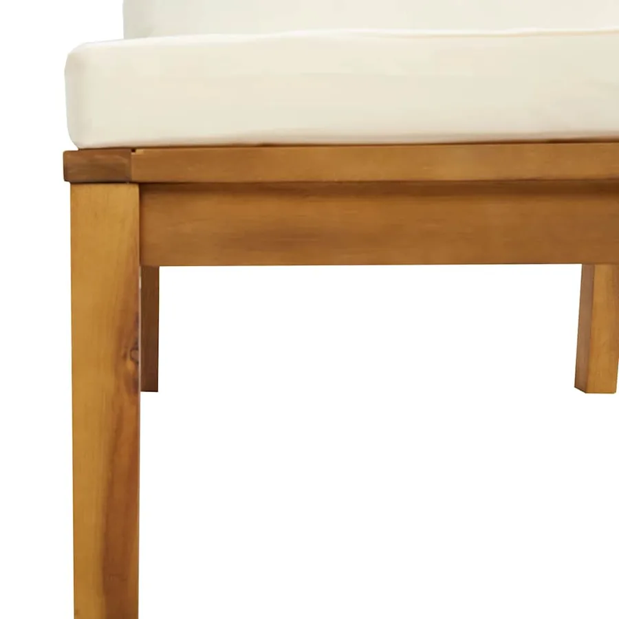 Canapés d'angle 2 pcs avec coussins blanc crème Acacia solide - 7
