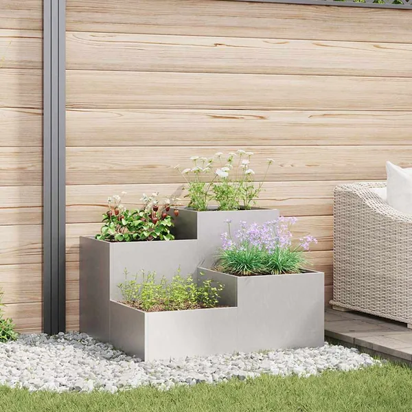 Cache-pot de jardin Argent 100 x 100 x 60 cm Acier inoxydable