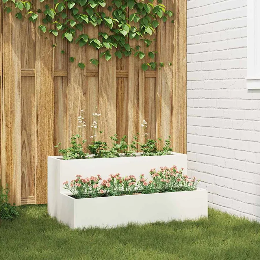 Cache-pot de jardin Blanc 100 x 60 x 45 cm Acier laminé à froid