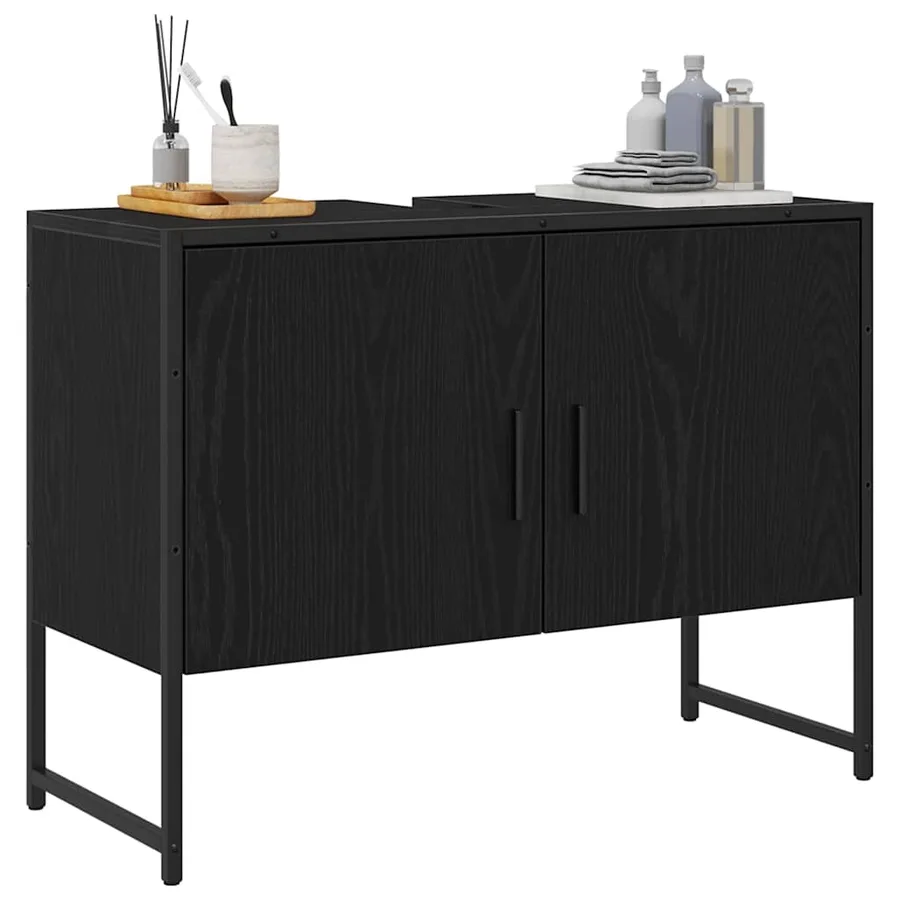 Meuble de Lavabo de Salle de Bain Chêne noir 80 x 30 x 60 cm - 3