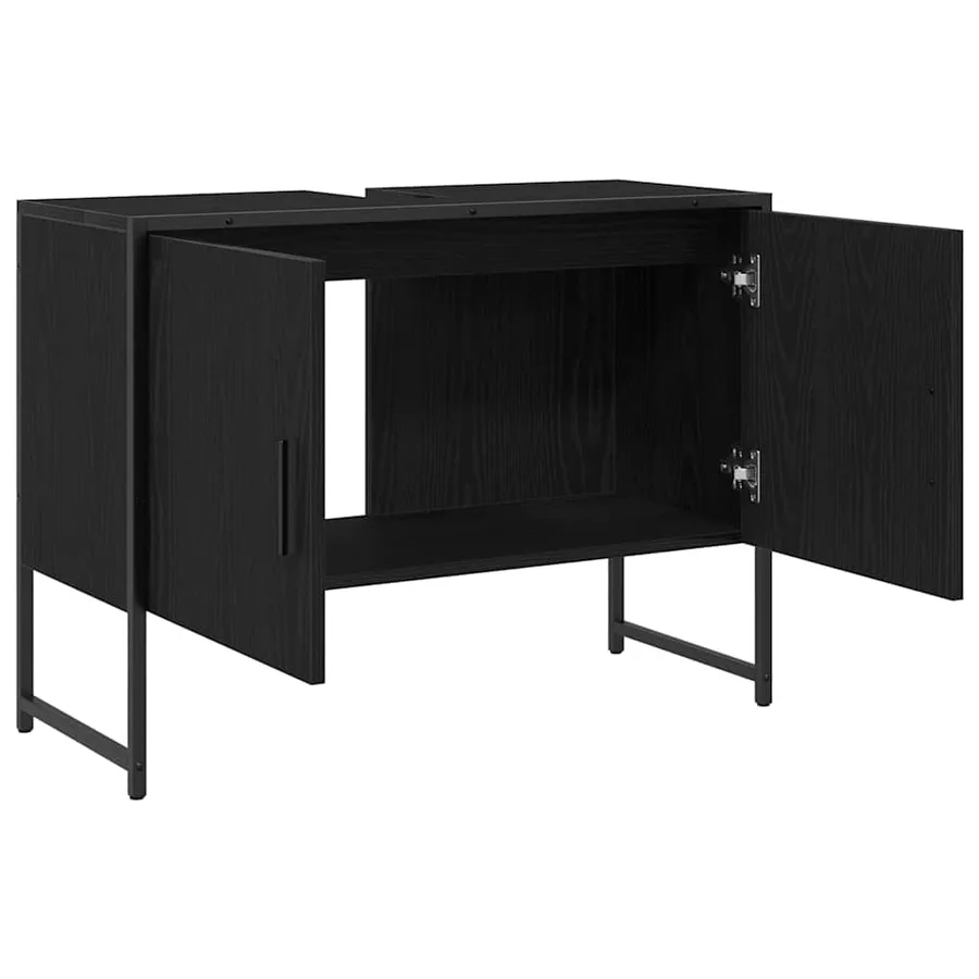 Meuble de Lavabo de Salle de Bain Chêne noir 80 x 30 x 60 cm - 5