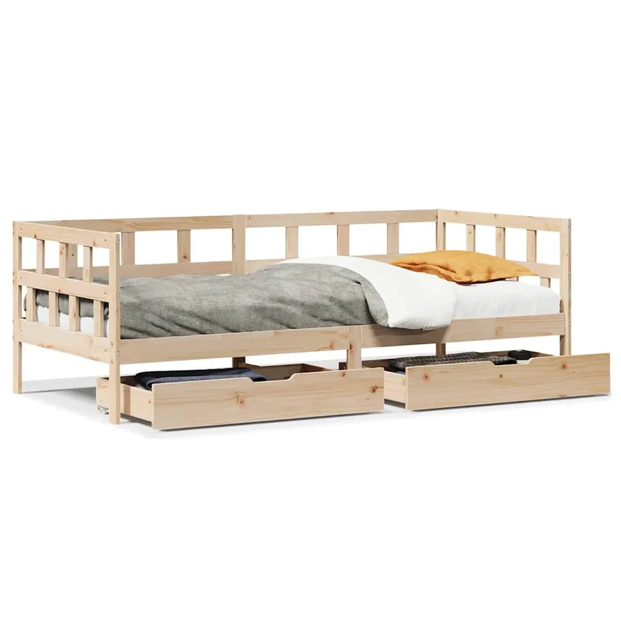 Lit de jour avec tiroirs sans matelas 90x190 cm bois massif - 2