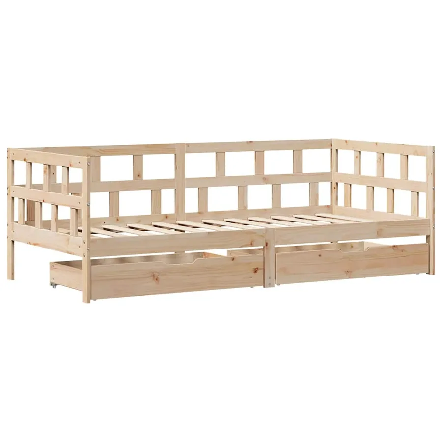 Lit de jour avec tiroirs sans matelas 90x190 cm bois massif - 3