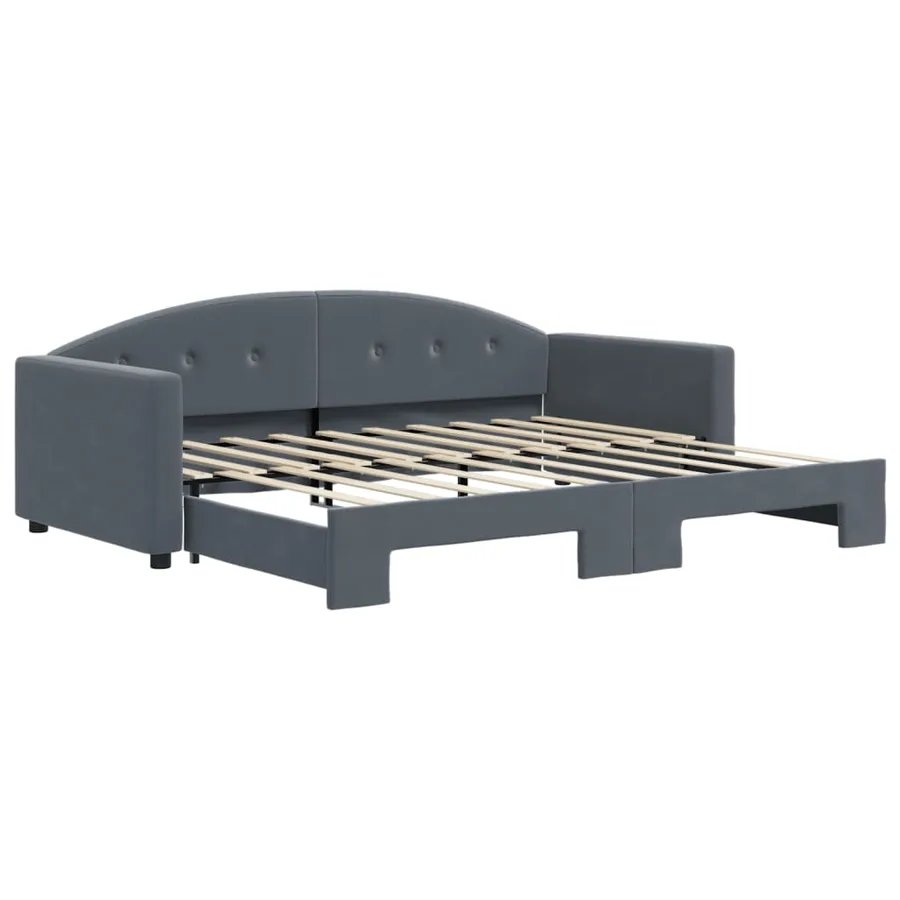 Lit de jour avec gigogne sans matelas gris foncé 90x190 cm - 2
