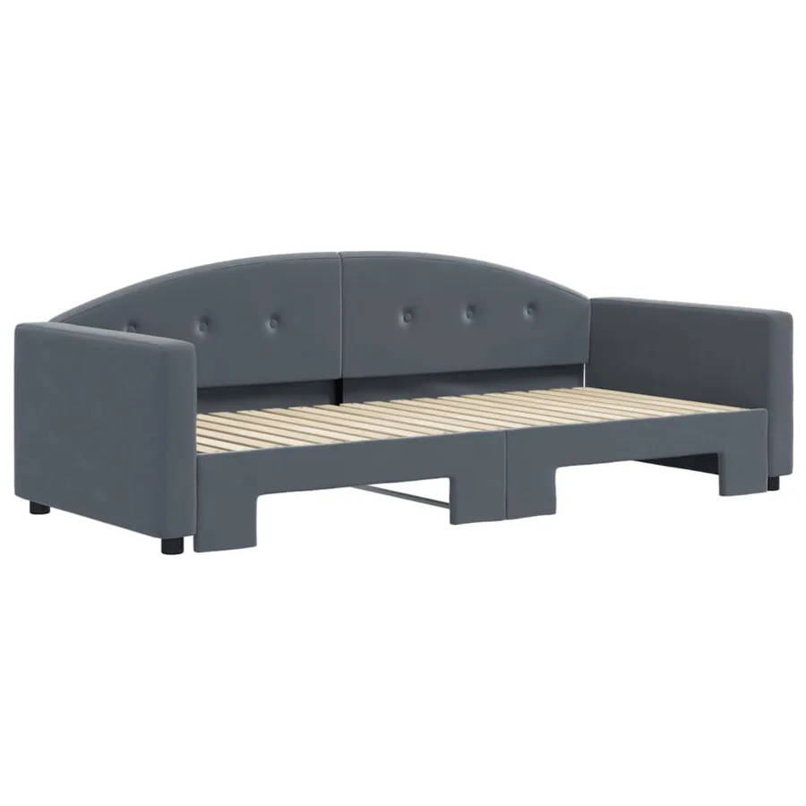 Lit de jour avec gigogne sans matelas gris foncé 90x190 cm - 3