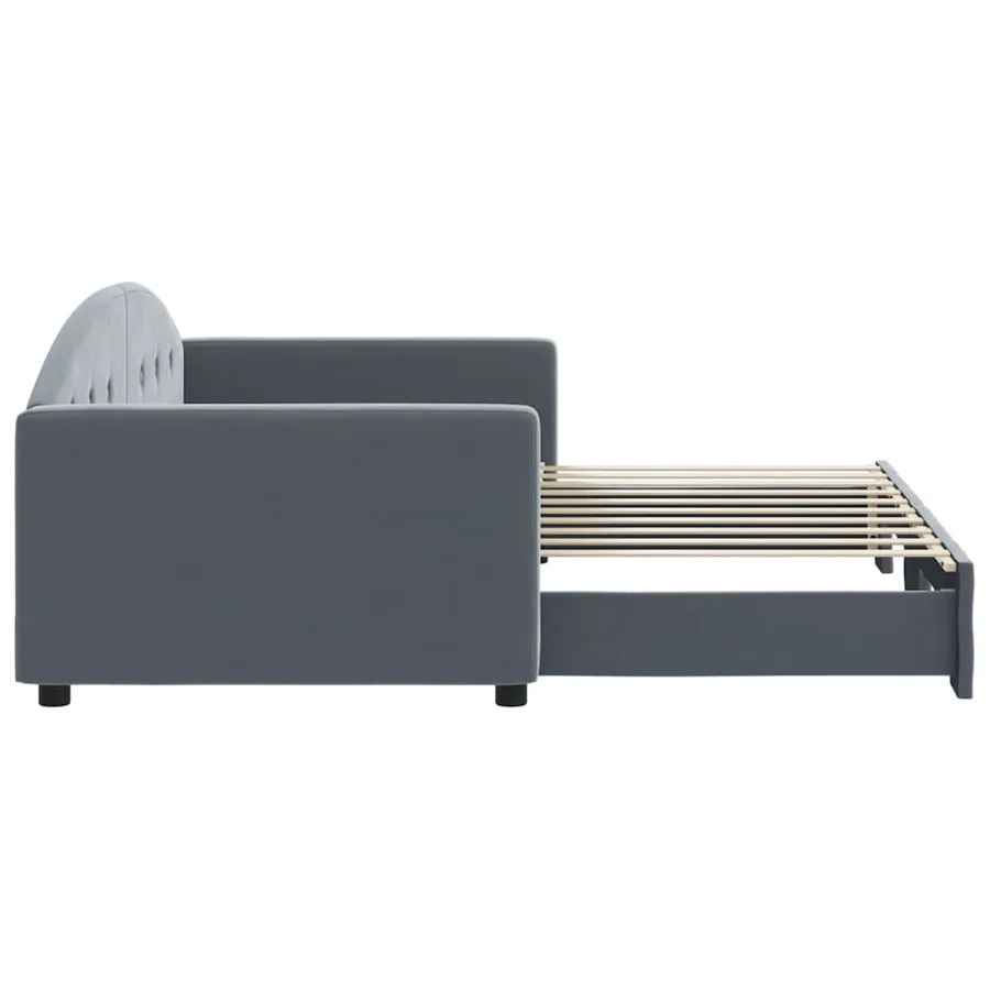 Lit de jour avec gigogne sans matelas gris foncé 90x190 cm - 4