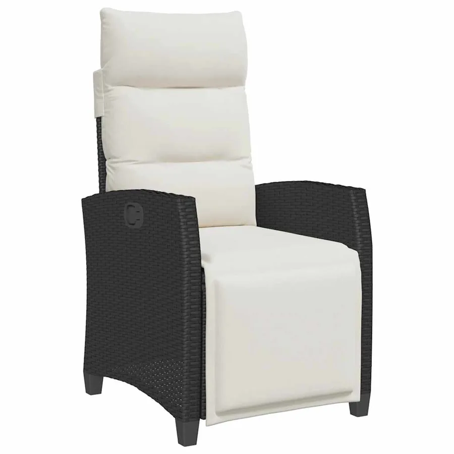 Chaise de jardin inclinable avec table d'appoint noir polyrotin - 2