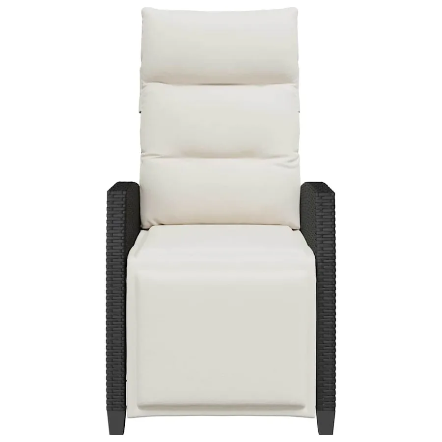 Chaise de jardin inclinable avec table d'appoint noir polyrotin - 5