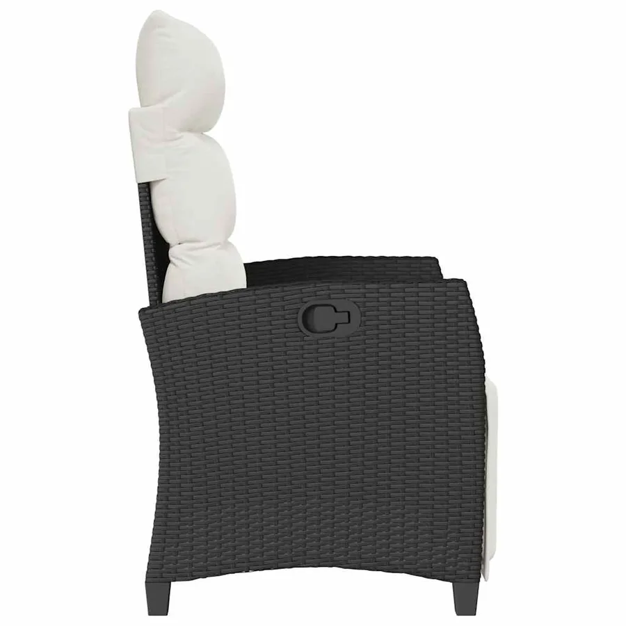 Chaise de jardin inclinable avec table d'appoint noir polyrotin - 6