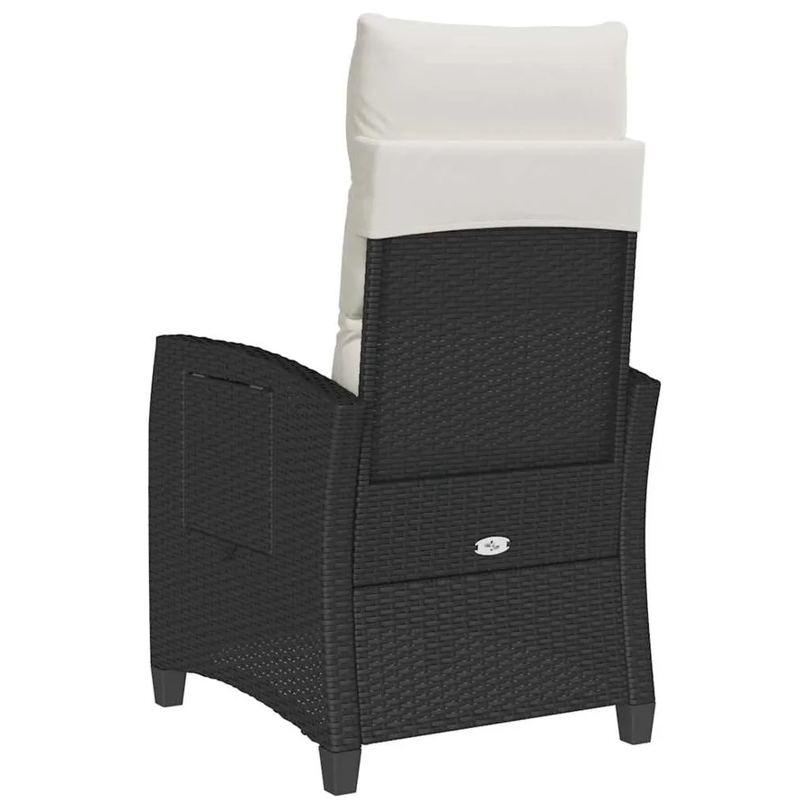 Chaise de jardin inclinable avec table d'appoint noir polyrotin - 7