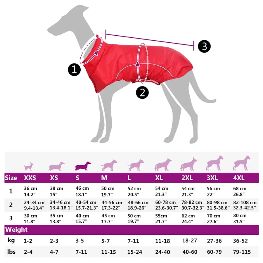 Imperméable pour chien avec bandes réfléchissantes polyester rouge taille S - 13