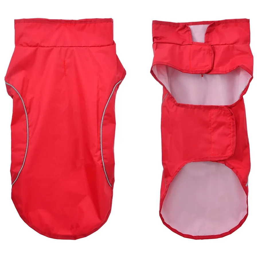 Imperméable pour chien avec bandes réfléchissantes polyester rouge taille S - 3
