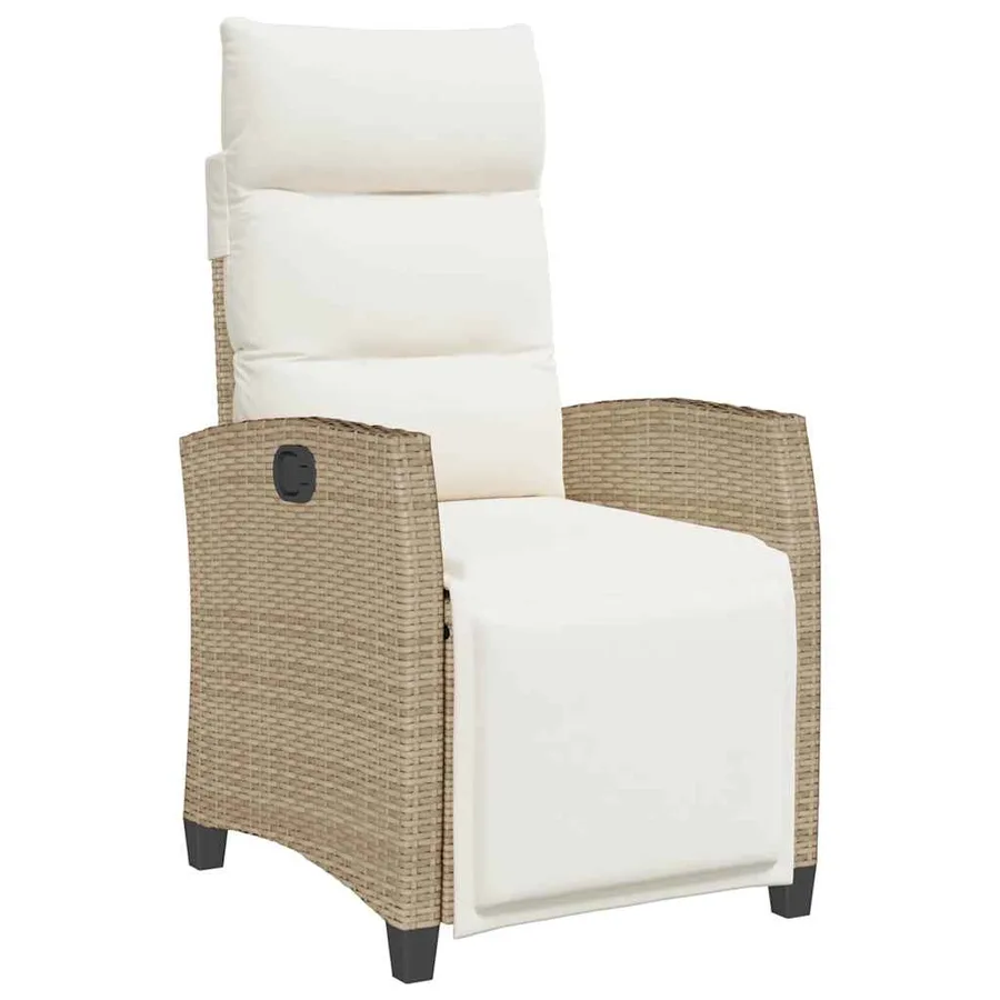 Chaise de jardin inclinable et table d'appoint beige polyrotin - 2