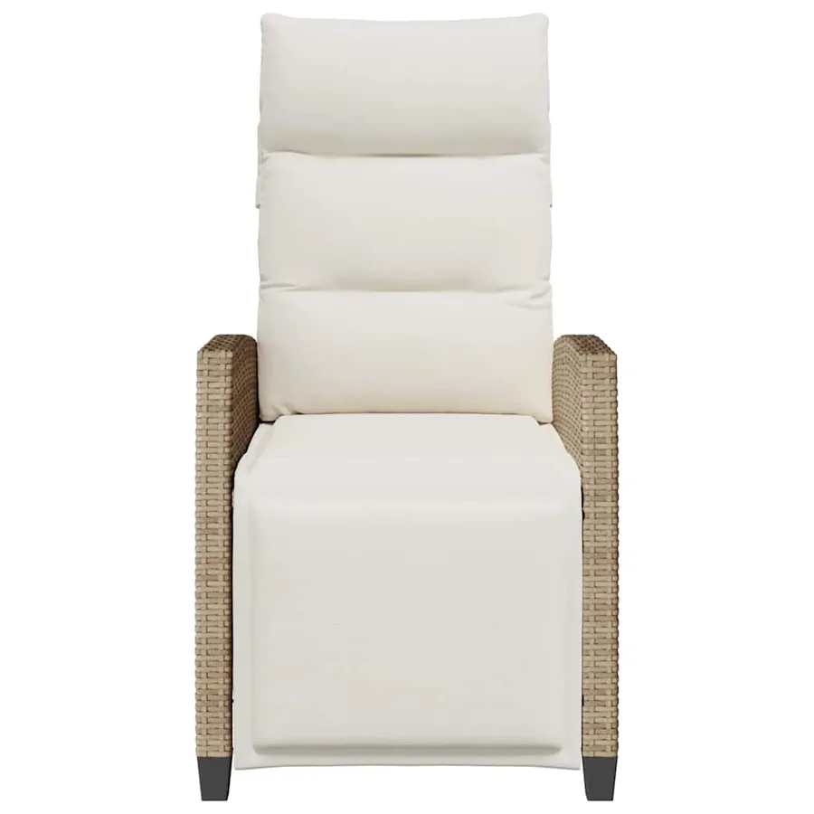 Chaise de jardin inclinable et table d'appoint beige polyrotin - 5