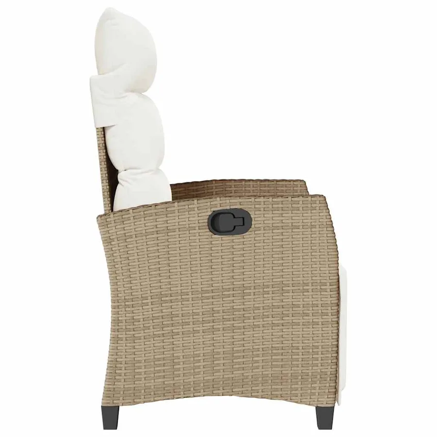 Chaise de jardin inclinable et table d'appoint beige polyrotin - 6