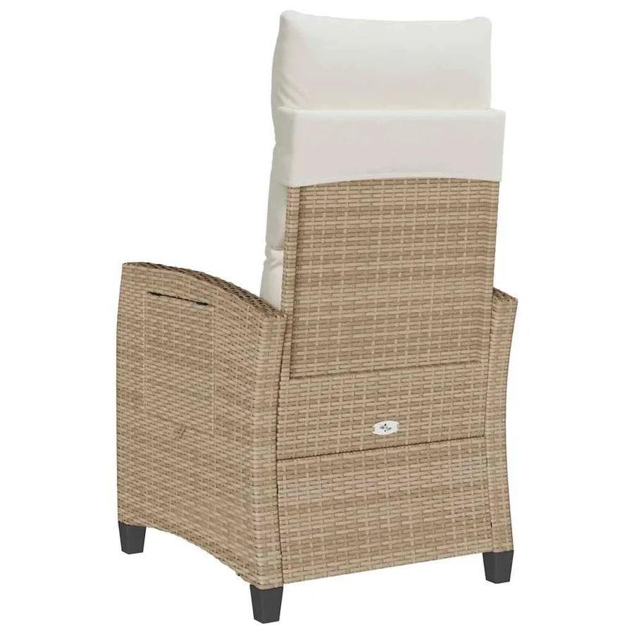 Chaise de jardin inclinable et table d'appoint beige polyrotin - 7