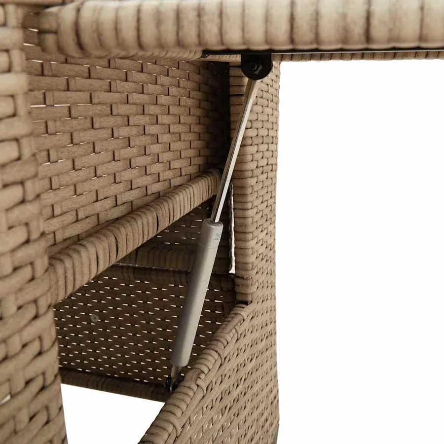 Chaise de jardin inclinable et table d'appoint beige polyrotin - 9