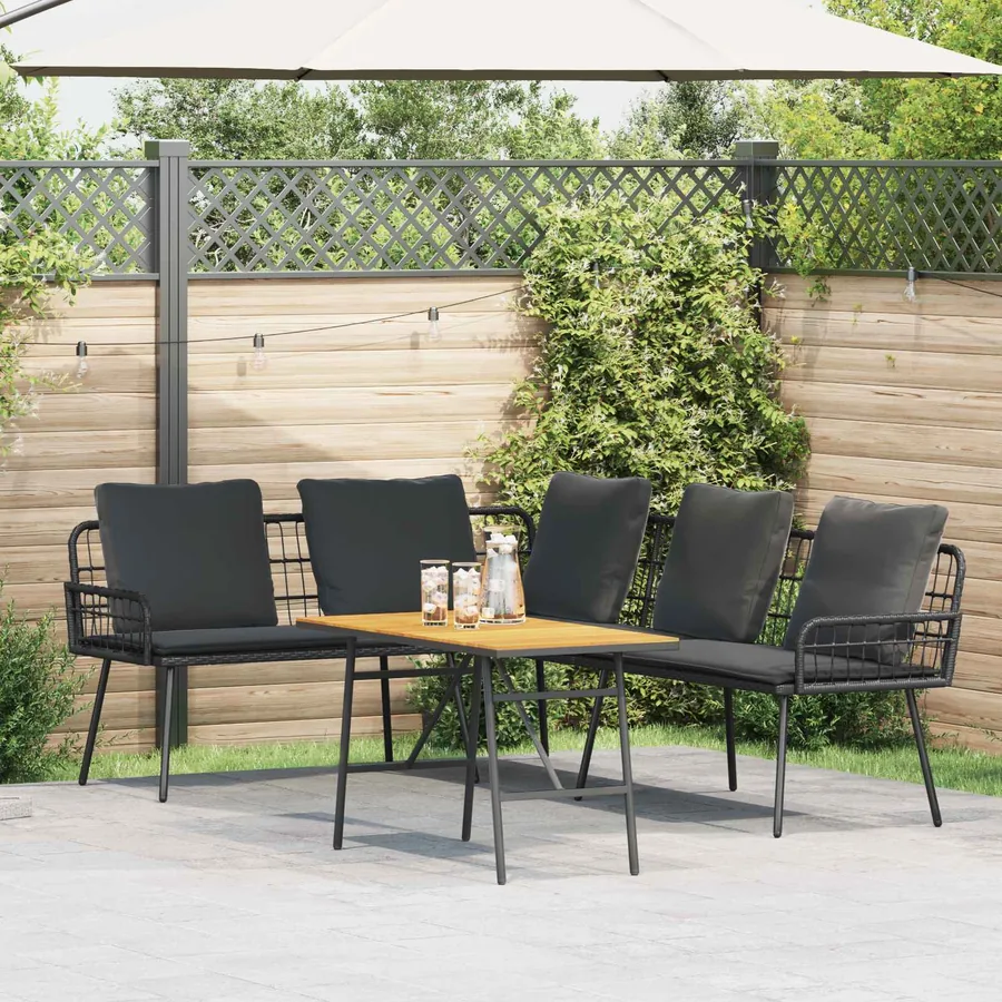 Ensemble de canapé de jardin 2 pcs Noir polyrotin