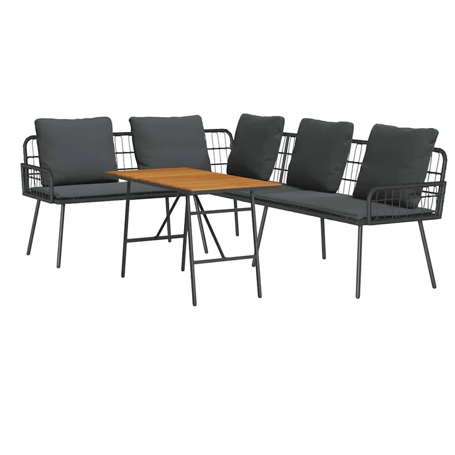 Ensemble de canapé de jardin 2 pcs Noir polyrotin - 2