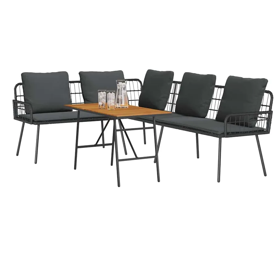 Ensemble de canapé de jardin 2 pcs Noir polyrotin - 3