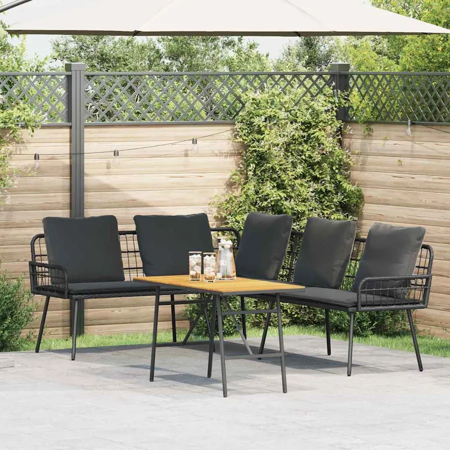 Ensemble de canapé de jardin 2 pcs Noir polyrotin - 4