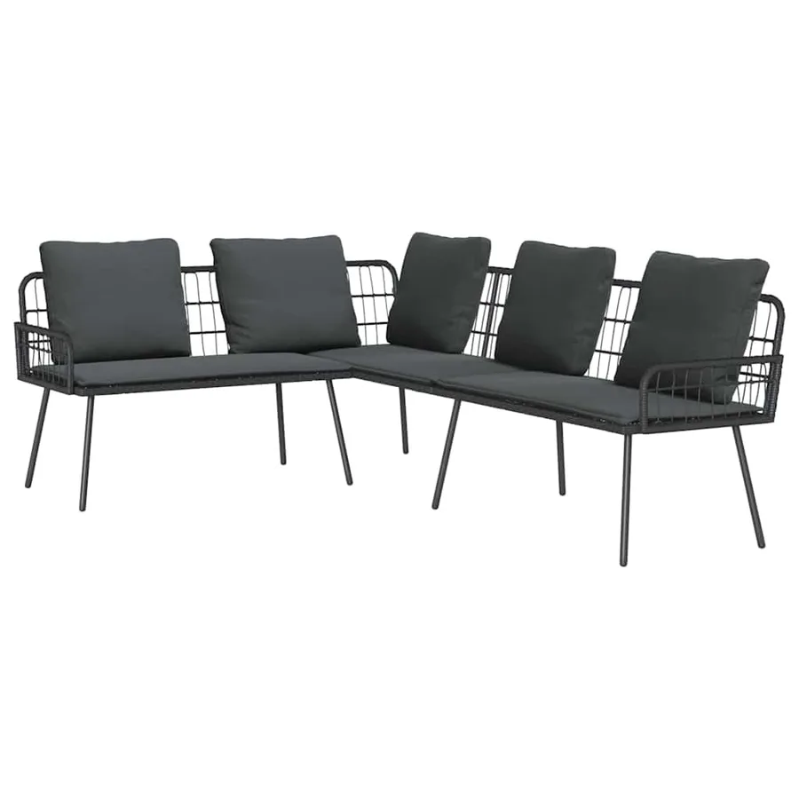 Ensemble de canapé de jardin 2 pcs Noir polyrotin - 5