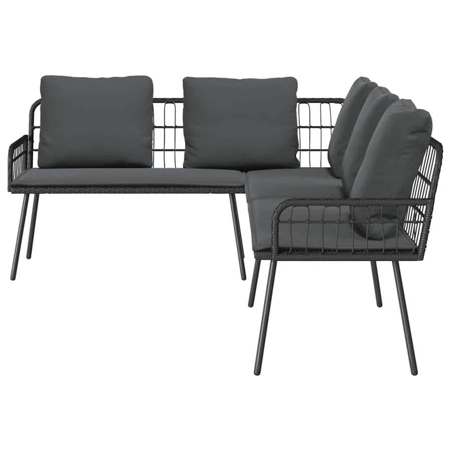 Ensemble de canapé de jardin 2 pcs Noir polyrotin - 7