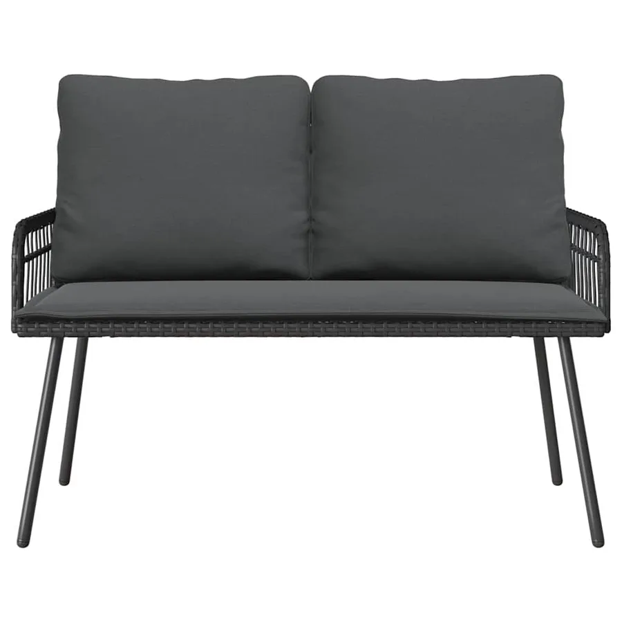 Ensemble de salle à manger pour jardin 2 pcs Noir polyrotin - 7